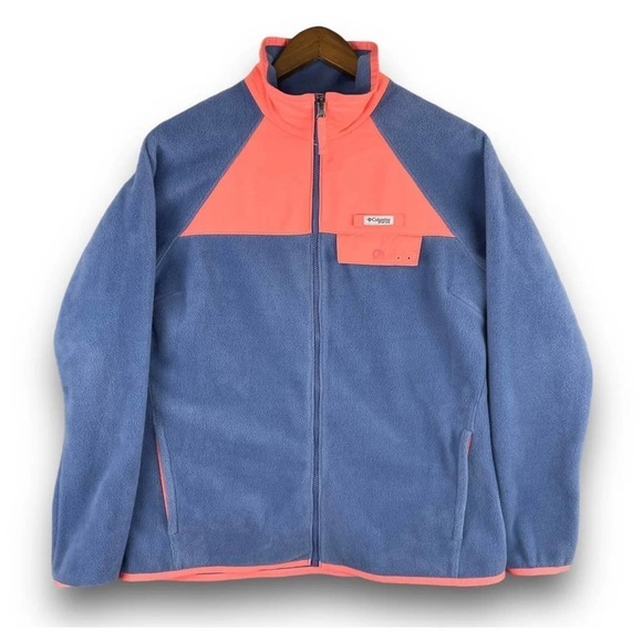 Columbia Sportswear Women’s Size Small Blue and Coral Full Zipper Fleece Jacket - Picture 1 of 8